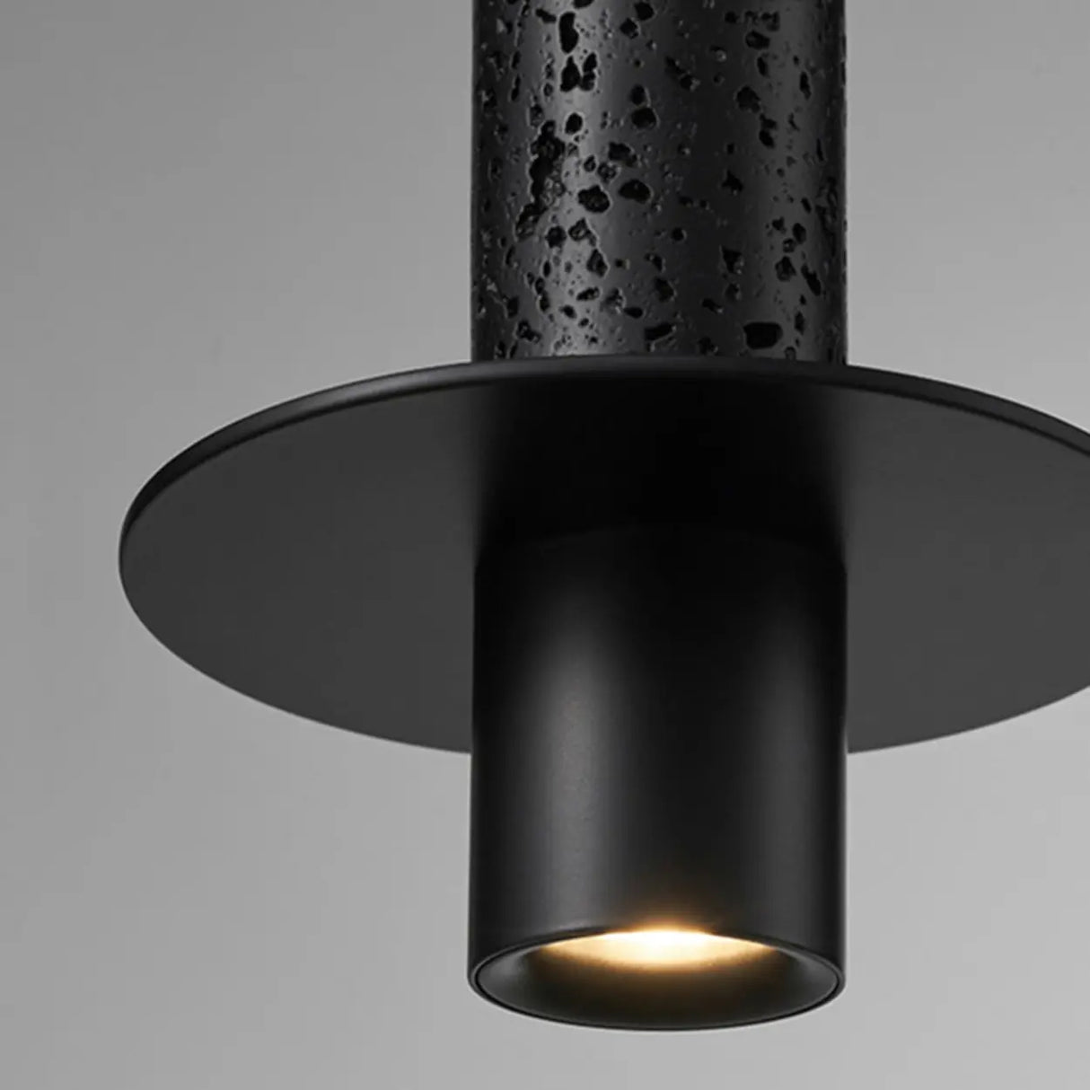 Modern Black Sintered Stone Cylinder Pendant Light Image - 8