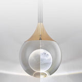 Modern Black Sleek Clear Crystal Globe Pendant Light Image - 14