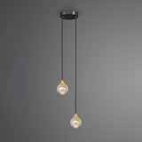 Modern Black Sleek Clear Crystal Globe Pendant Light Image - 3