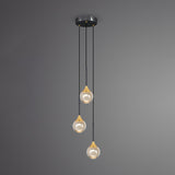 Modern Black Sleek Clear Crystal Globe Pendant Light Image - 5