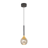 Modern Black Sleek Clear Crystal Globe Pendant Light Image - 9