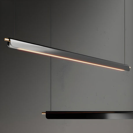 Modern Black Slim Linear LED Island Pendant Light Image - 2