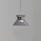 Modern Black Smoke Grey Cone Acrylic Pendant Light Image - 9