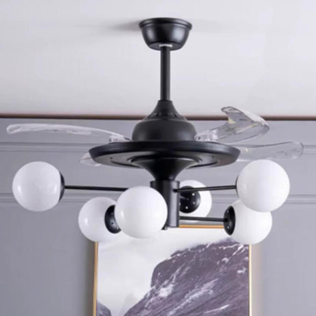 Modern Black Sputnik Globe Shade Ceiling Fan with Light Image - 1