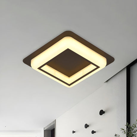 Modern Black Square LED Flush Mount Ceiling Light Image - 1