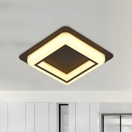 Modern Black Square LED Flush Mount Ceiling Light Image - 2