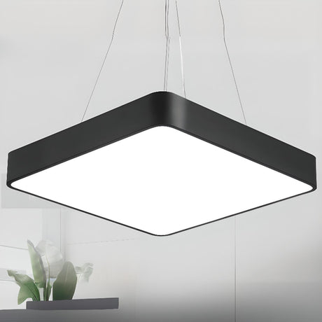 Modern Black Square LED Pendant Light Adjustable Height Image - 1