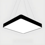 Modern Black Square LED Pendant Light Adjustable Height Image - 6