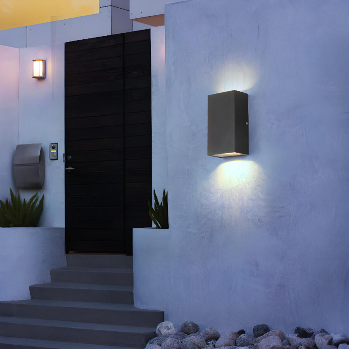 Modern Black Square Outdoor Up Down Wall Light Image - 19