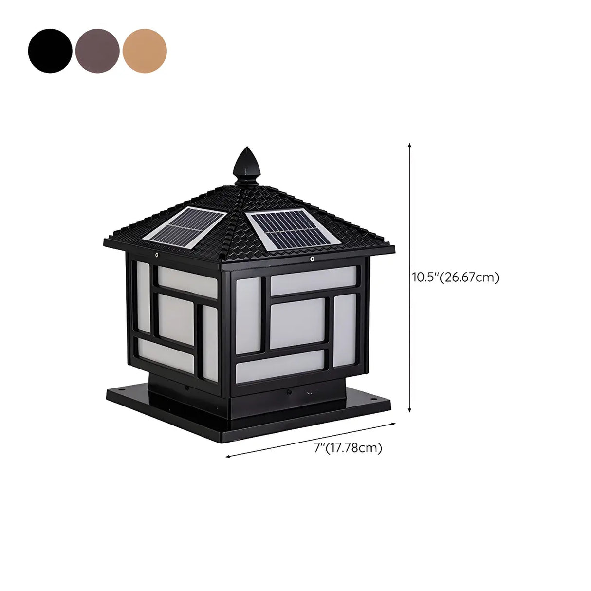 Modern Black Square Solar Outdoor Lantern Table Lamp 