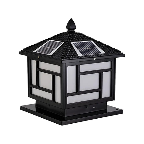 Modern Black Square Solar Outdoor Lantern Table Lamp Image - 2