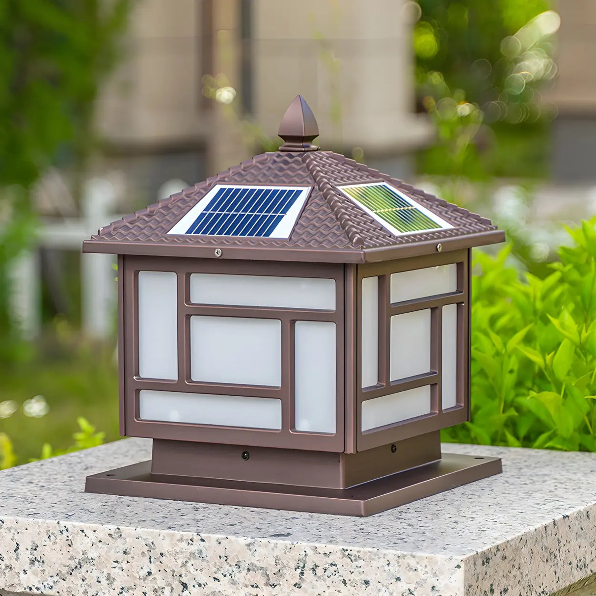 Modern Black Square Solar Outdoor Lantern Table Lamp Image - 4