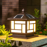 Modern Black Square Solar Outdoor Lantern Table Lamp Image - 6