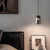 Modern Black Tapered Glass Pendant Light Bedroom Image - 1