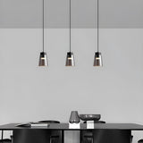 Modern Black Tapered Glass Pendant Light Bedroom Image - 12