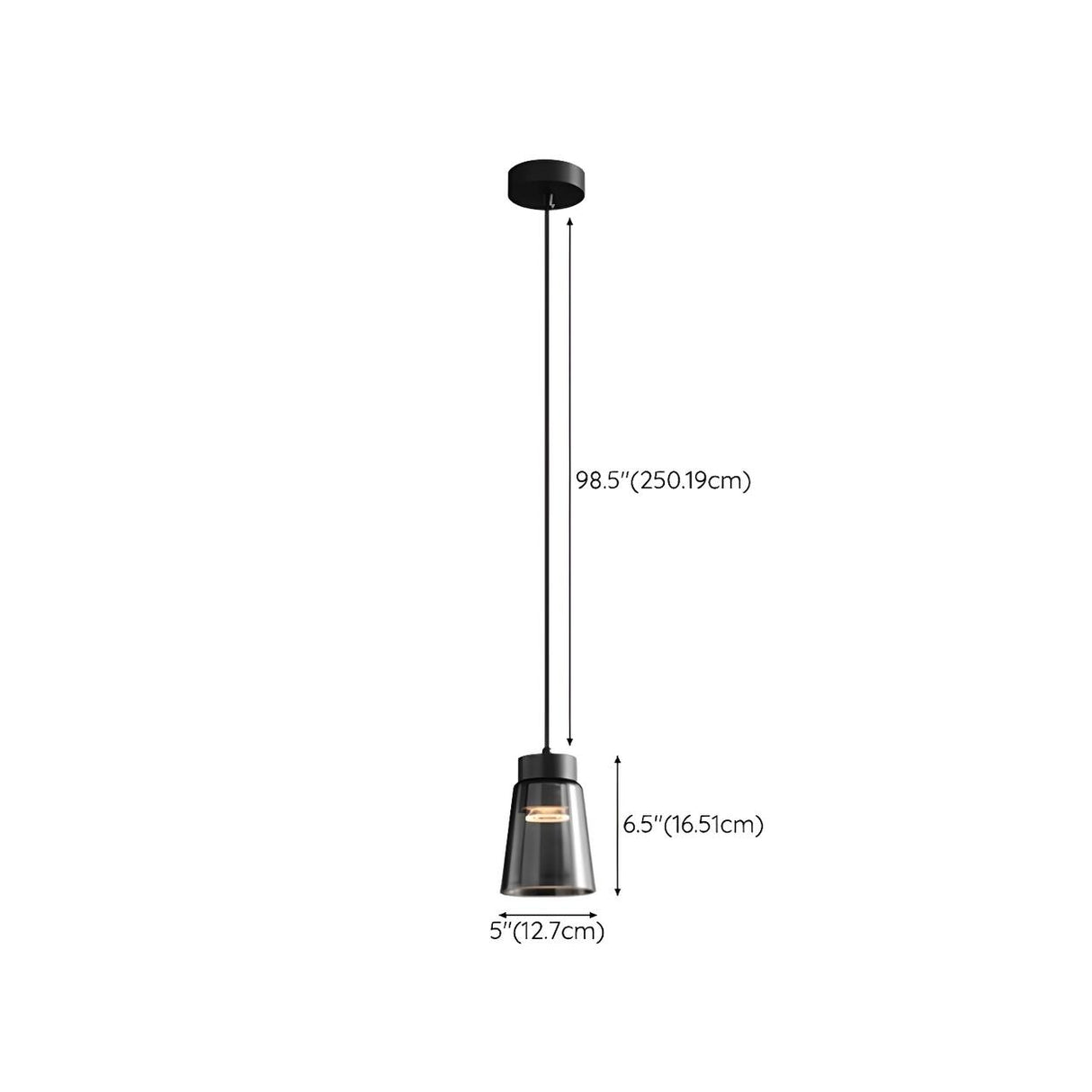 Modern Black Tapered Glass Pendant Light Bedroom 