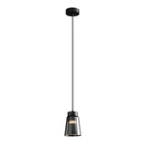 Modern Black Tapered Glass Pendant Light Bedroom Image - 5