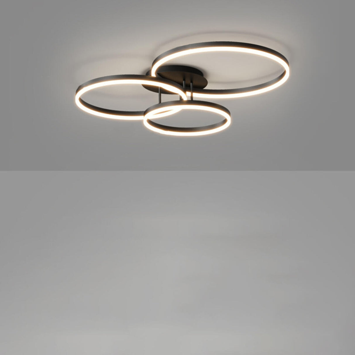 Modern Black Three Circle LED Semi-Flush Ceiling Light Image - 11