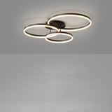 Modern Black Three Circle LED Semi-Flush Ceiling Light Image - 11