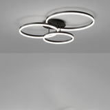 Modern Black Three Circle LED Semi-Flush Ceiling Light Image - 13