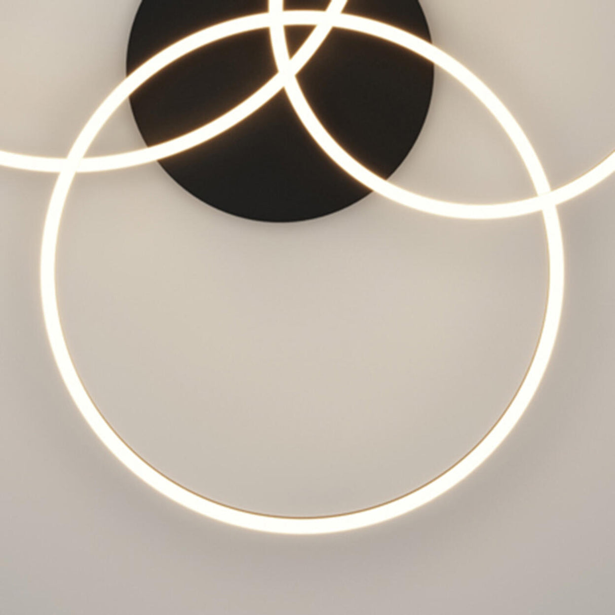 Modern Black Three Circle LED Semi-Flush Ceiling Light Image - 14