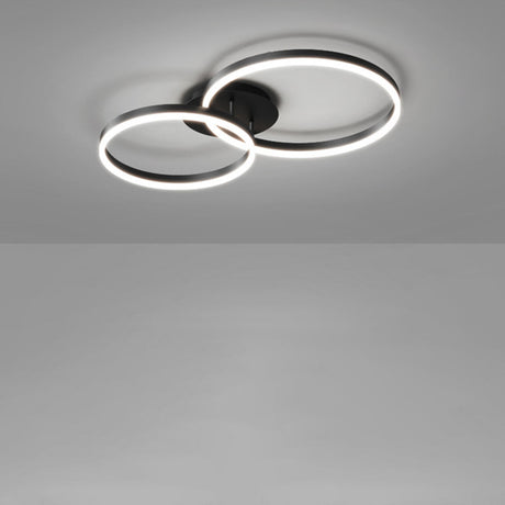 Modern Black Three Circle LED Semi-Flush Ceiling Light Image - 2