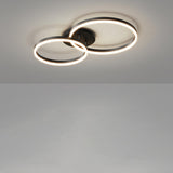 Modern Black Three Circle LED Semi-Flush Ceiling Light Image - 3