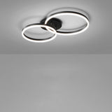 Modern Black Three Circle LED Semi-Flush Ceiling Light Image - 5