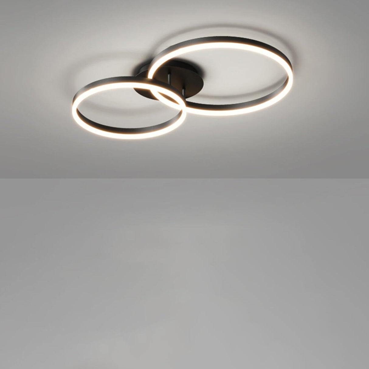 Modern Black Three Circle LED Semi-Flush Ceiling Light Image - 7