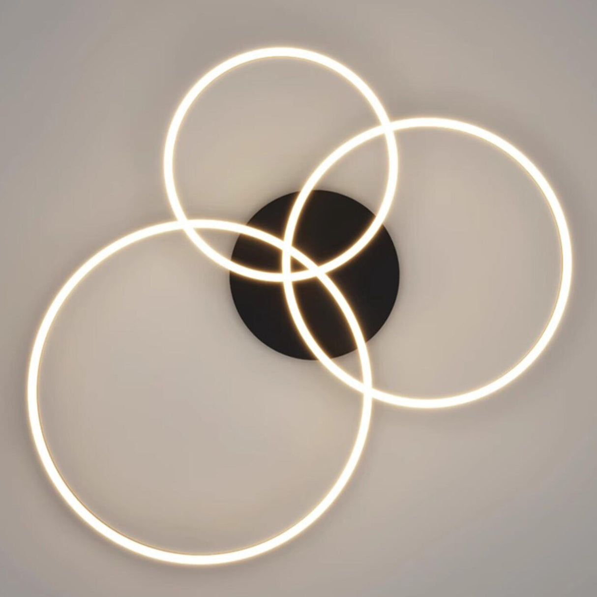 Modern Black Three Circle LED Semi-Flush Ceiling Light Image - 8