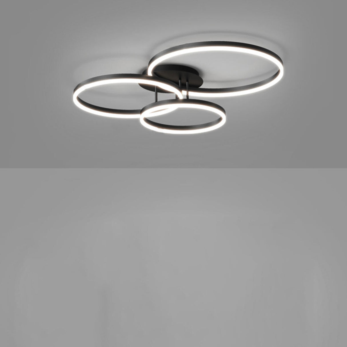 Modern Black Three Circle LED Semi-Flush Ceiling Light Image - 9