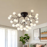 Modern Black Twig Firefly Glass Semi-Flush Mount Light Image - 11