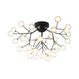 Modern Black Twig Firefly Glass Semi-Flush Mount Light Image - 14