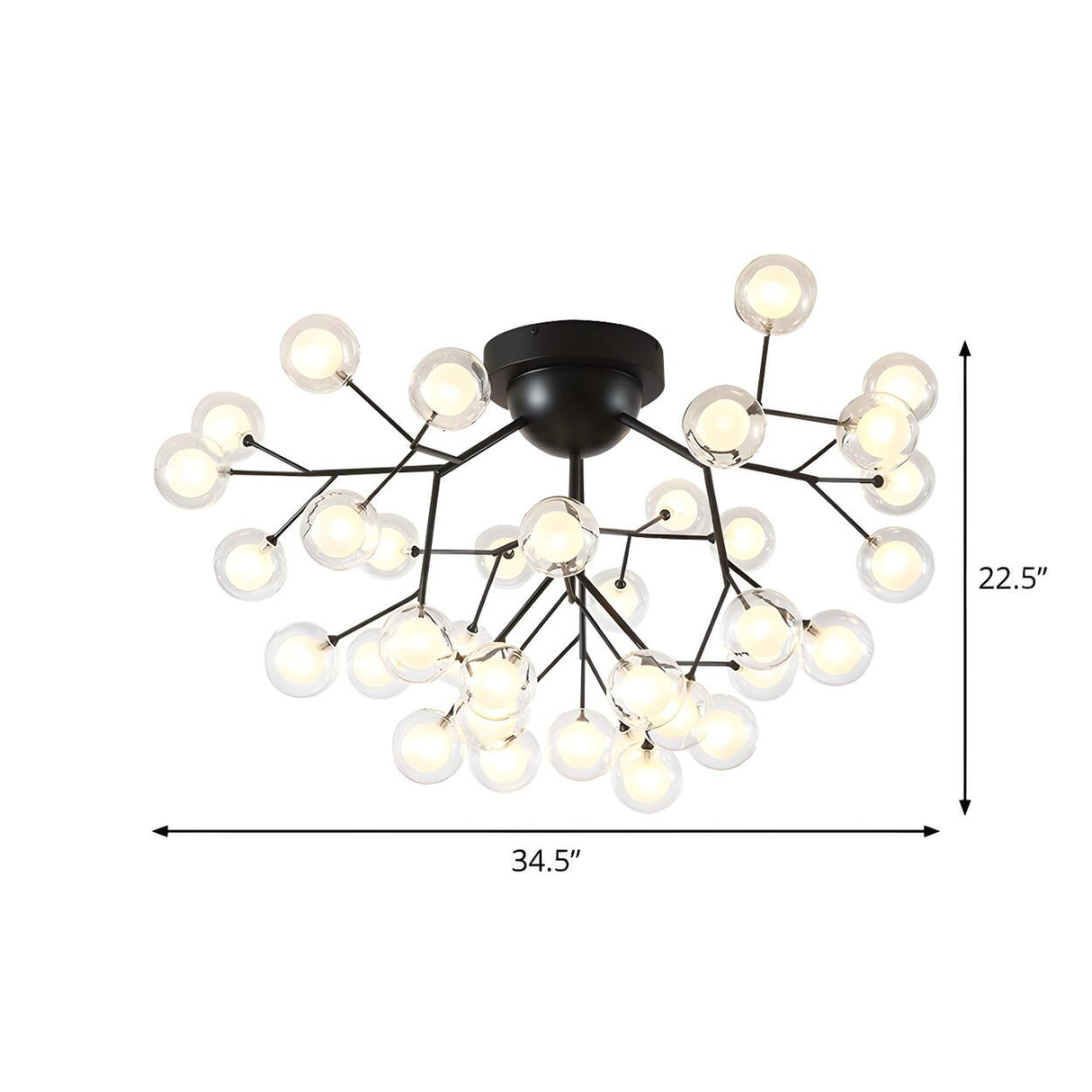 Modern Black Twig Firefly Glass Semi-Flush Mount Light Image - 15