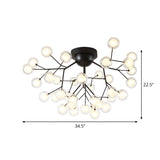 Modern Black Twig Firefly Glass Semi-Flush Mount Light Image - 15