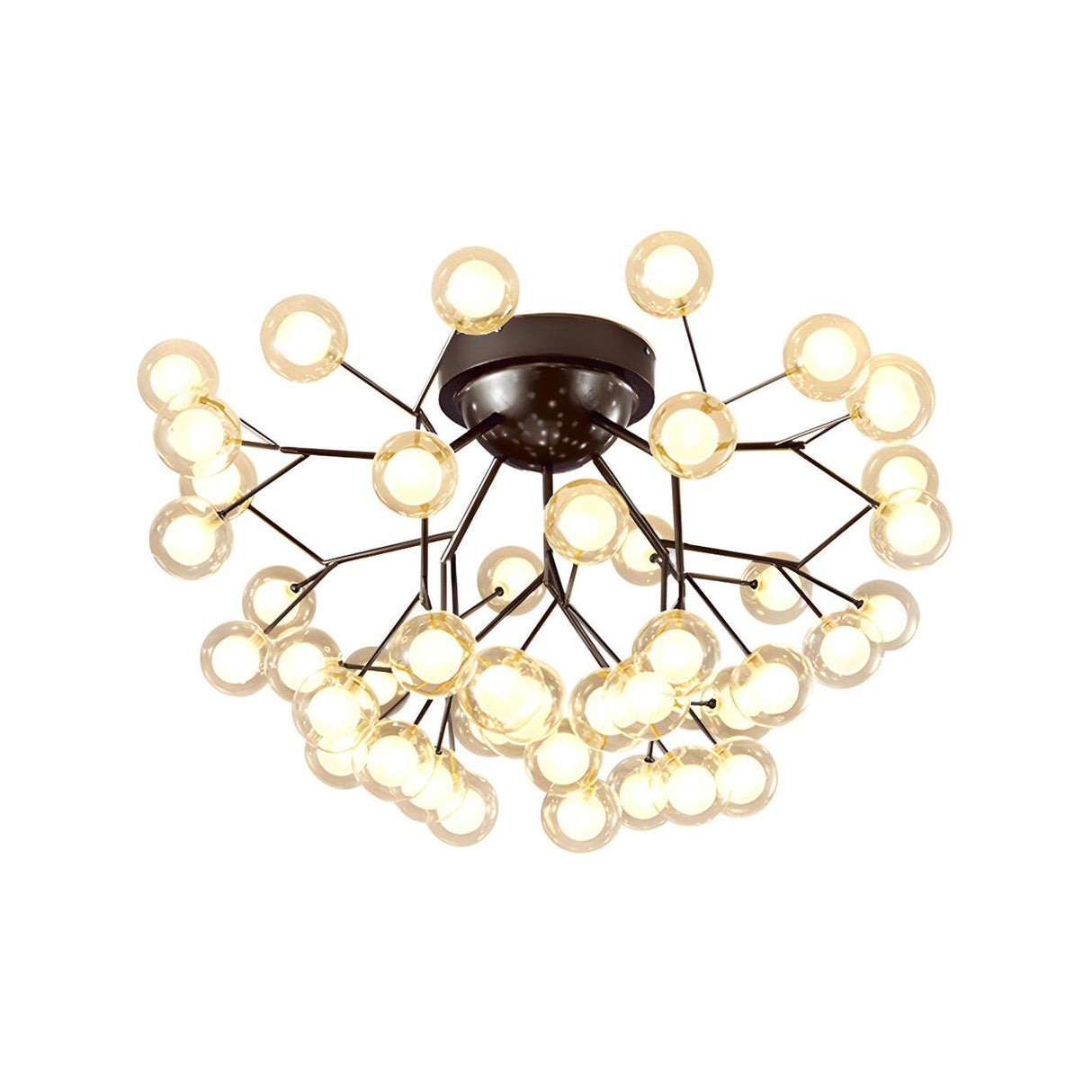 Modern Black Twig Firefly Glass Semi-Flush Mount Light Image - 19