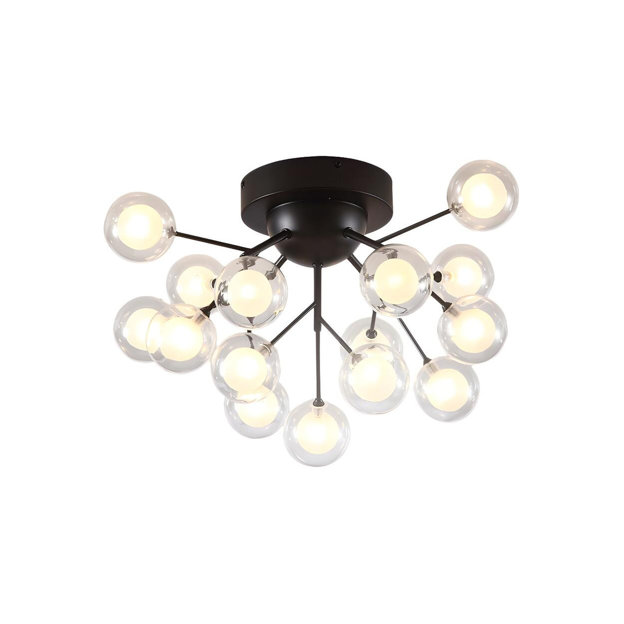 Modern Black Twig Firefly Glass Semi-Flush Mount Light Image - 4