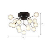 Modern Black Twig Firefly Glass Semi-Flush Mount Light Image - 5