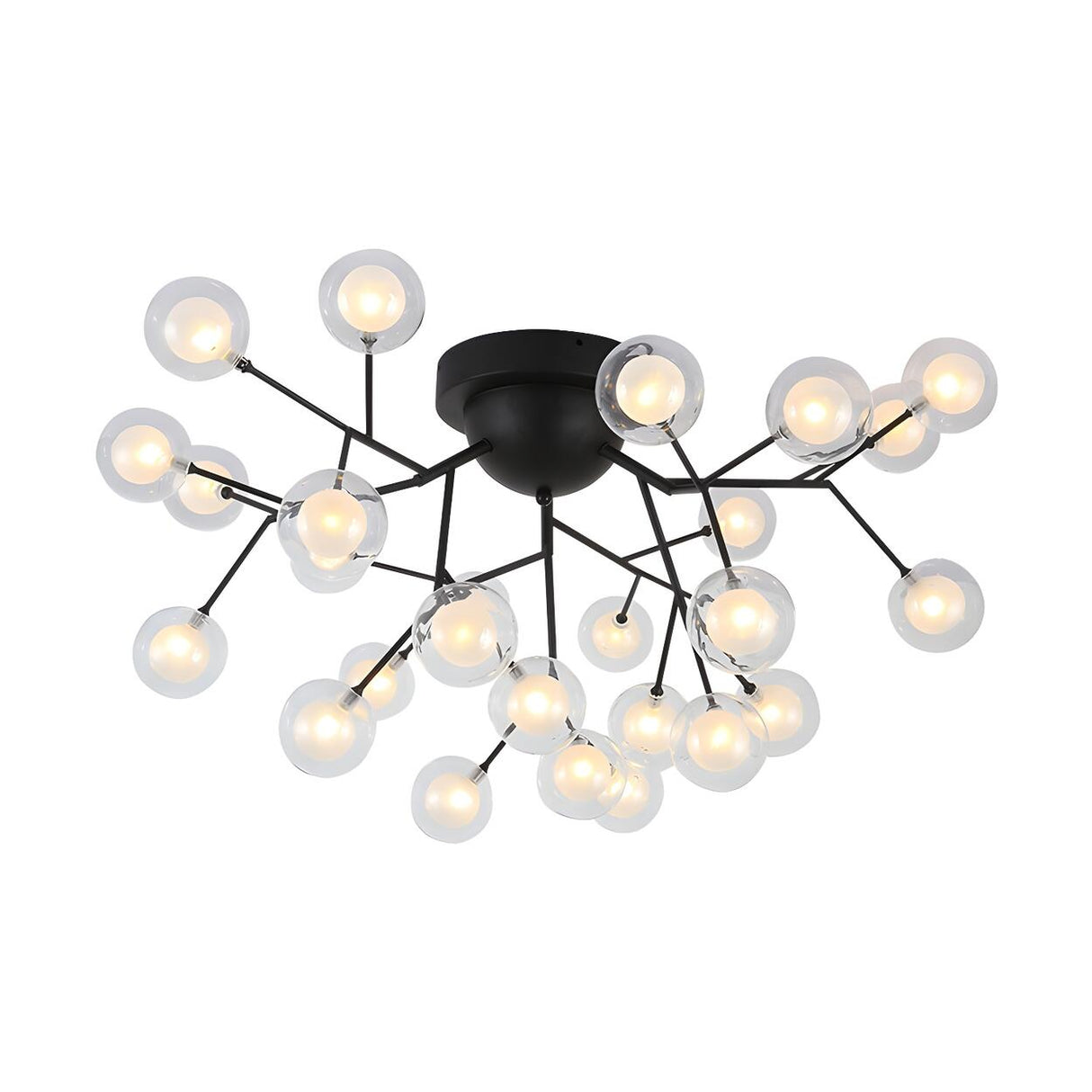 Modern Black Twig Firefly Glass Semi-Flush Mount Light Image - 9