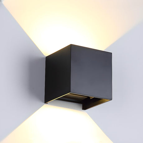 Modern Black Up Down Outdoor Cube Wall Sconce Image - 1