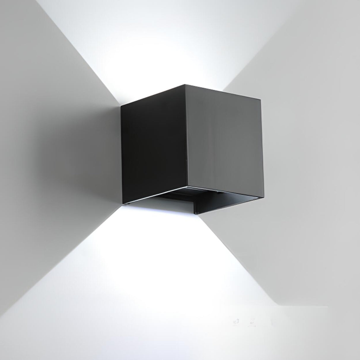 Modern Black Up Down Outdoor Cube Wall Sconce Image - 3