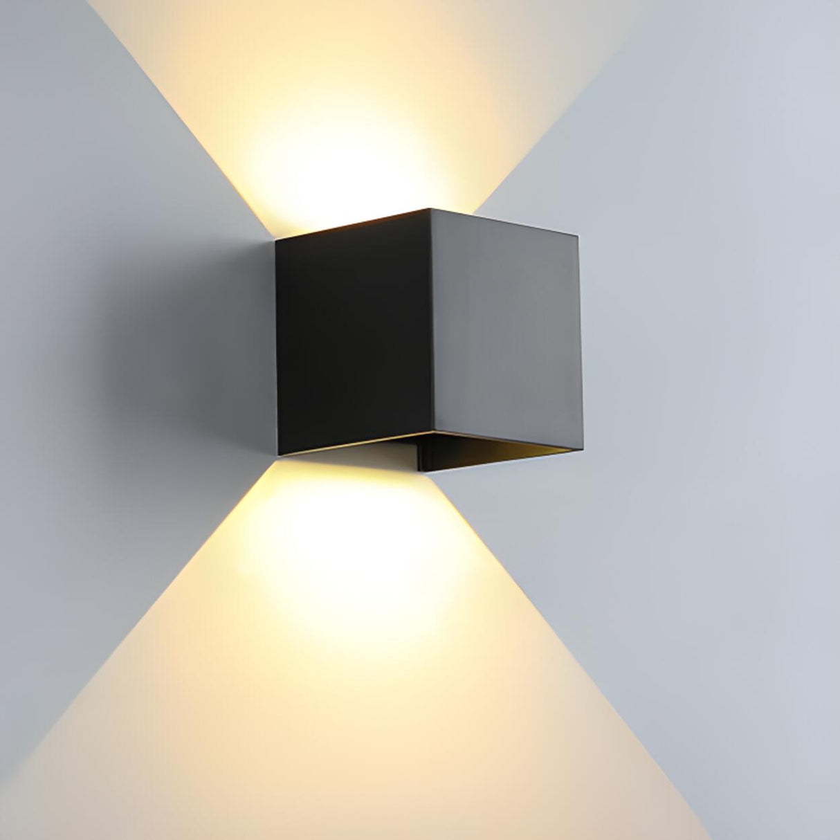 Modern Black Up Down Outdoor Cube Wall Sconce Image - 4