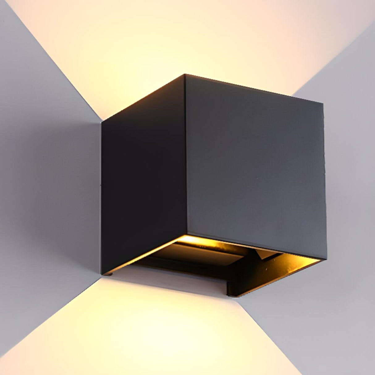 Modern Black Up Down Outdoor Cube Wall Sconce Image - 5