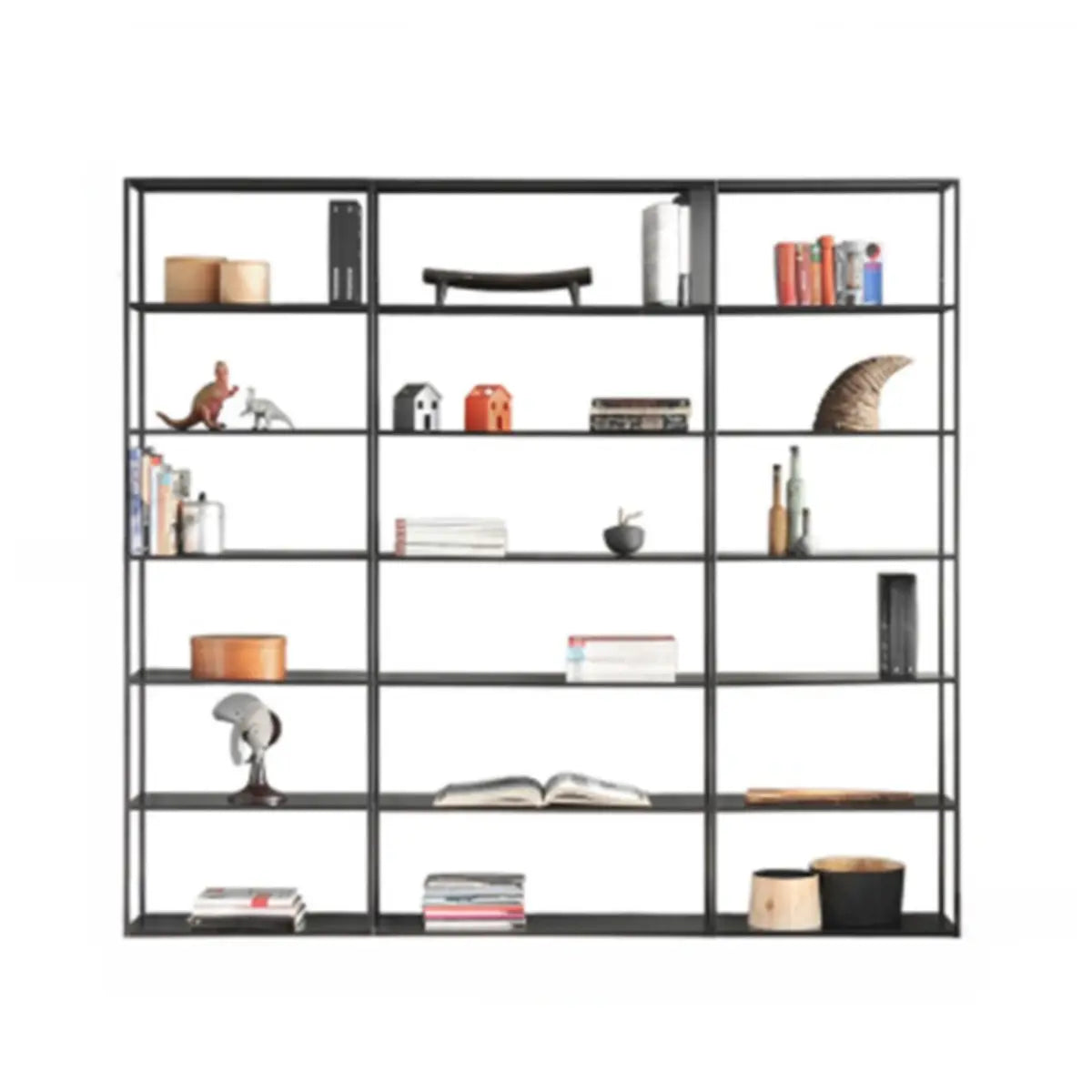 Modern Black Versatile Metal Frame Display Bookcase Image - 5