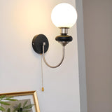 Modern Black Wall Sconce with Pull Chain Switch Image - 3