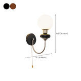 Modern Black Wall Sconce with Pull Chain Switch #size