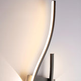 Modern Black Wave LED Bedside Wall Sconce Light Image - 8