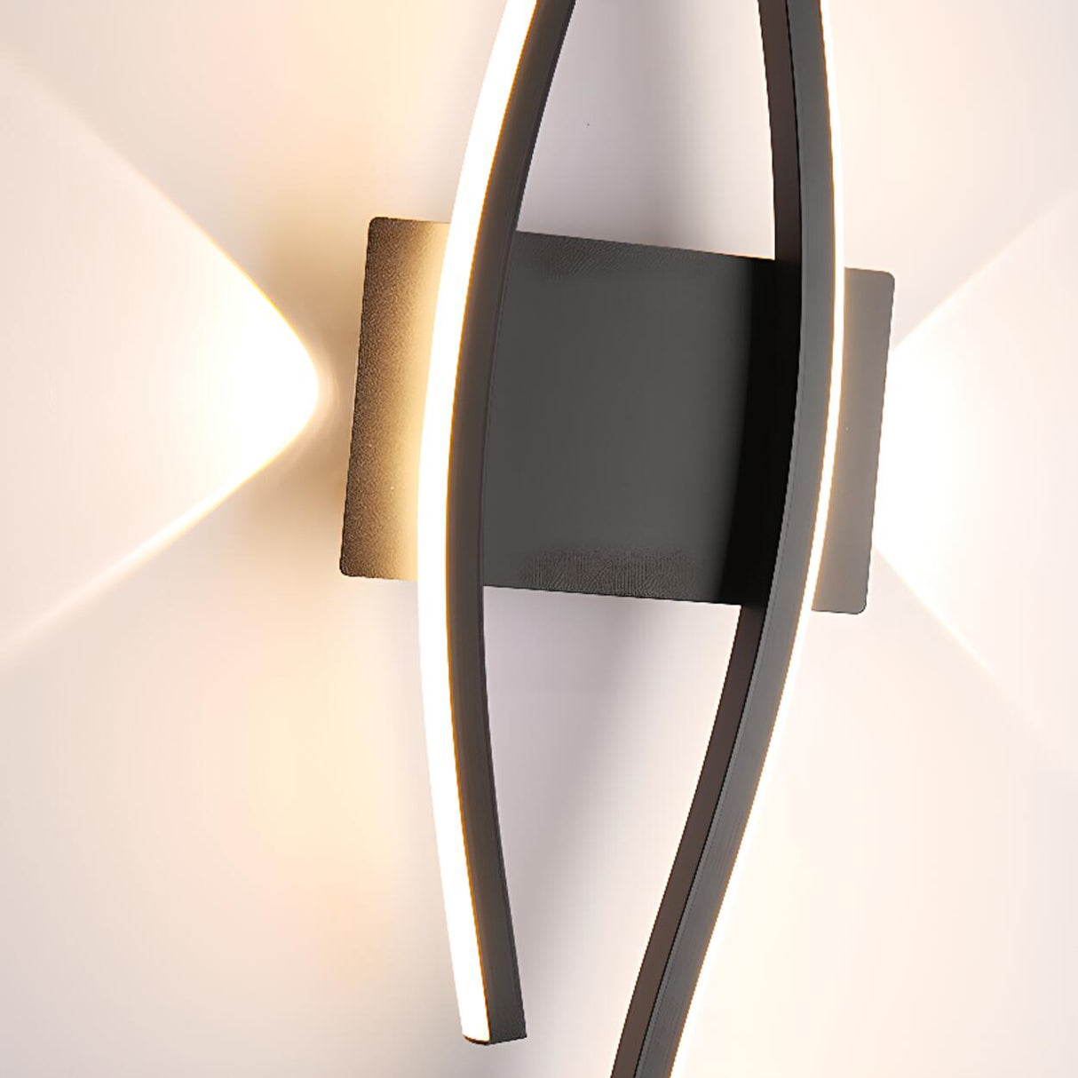 Modern Black Wave LED Bedside Wall Sconce Light Image - 9