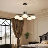 Modern Black White Frosted Glass Globe Chandelier Image - 13