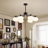 Modern Black White Frosted Glass Globe Chandelier Image - 6